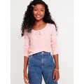 Long-Sleeve Tie-Neck Top for Girls Hot Deal