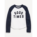 Long Raglan-Sleeve Graphic T-Shirt for Girls