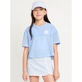 Cropped Short-Sleeve Mesh Top for Girls Hot Deal