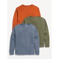 Long-Sleeve Thermal-Knit T-Shirt 3-Pack for Boys