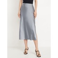 High-Waisted Satin Midi Slip Skirt