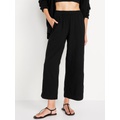 High-Waisted Crinkle Gauze Ankle Pants