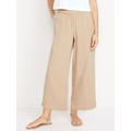 High-Waisted Crinkle Gauze Ankle Pants