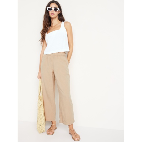 올드네이비 High-Waisted Crinkle Gauze Ankle Pants