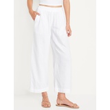 High-Waisted Crinkle Gauze Ankle Pants