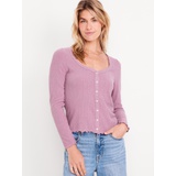 Button-Down Pointelle Top