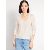 Button-Down Pointelle Top