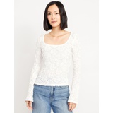 Textured Lace Scoop-Neck Top