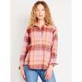 Flannel Boyfriend Button-Down Shirt Hot Deal