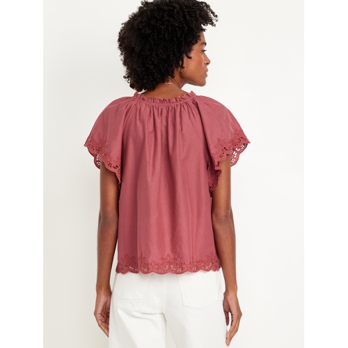 올드네이비 Embroidered Split-Neck Top