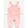 Ruffle-Trim T-Shirt and Corduroy Overalls Set for Baby Hot Deal