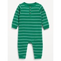 Printed Long-Sleeve Thermal-Knit Henley One-Piece for Baby