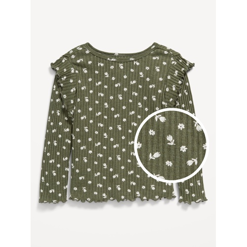 올드네이비 Printed Long-Sleeve Ruffle Pointelle Top for Toddler Girls Hot Deal