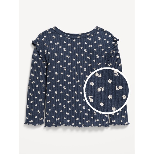 올드네이비 Printed Long-Sleeve Ruffle Pointelle Top for Toddler Girls Hot Deal