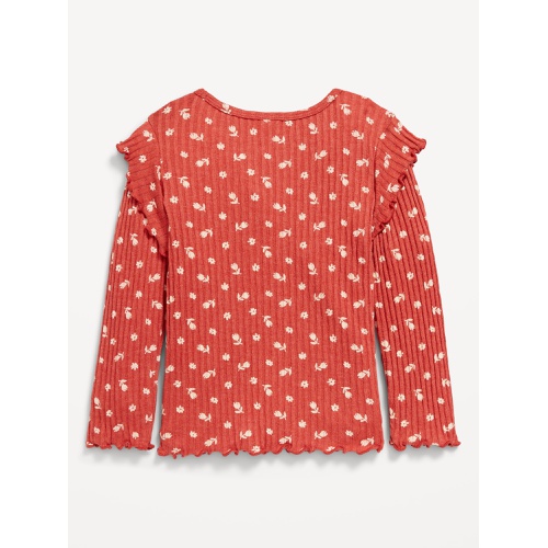 올드네이비 Printed Long-Sleeve Ruffle Pointelle Top for Toddler Girls Hot Deal