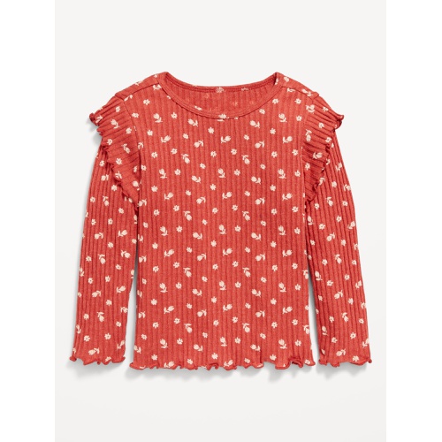 올드네이비 Printed Long-Sleeve Ruffle Pointelle Top for Toddler Girls Hot Deal