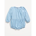 Long-Sleeve Chambray One-Piece Romper for Baby