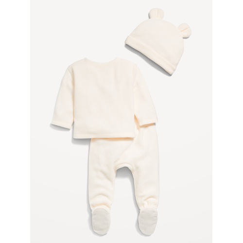 올드네이비 Cozy Critter Microfleece Sweatshirt, Footed Pants and Beanie Set for Baby