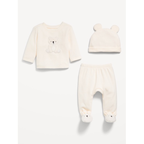 올드네이비 Cozy Critter Microfleece Sweatshirt, Footed Pants and Beanie Set for Baby