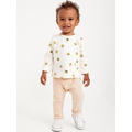 Printed Buttoned-Pocket T-Shirt and Thermal-Knit Pants Set for Baby Hot Deal