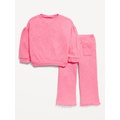 Ribbed Long-Sleeve Top and Wide-Leg Pants for Toddler Girls