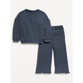 Ribbed Long-Sleeve Top and Wide-Leg Pants for Toddler Girls