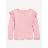 Long-Sleeve Ruffle Pointelle Top for Toddler Girls Hot Deal