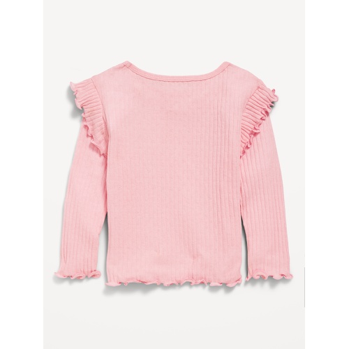 올드네이비 Long-Sleeve Ruffle Pointelle Top for Toddler Girls Hot Deal