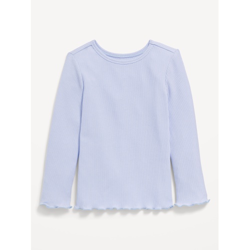 올드네이비 Long-Sleeve Lettuce-Edge Ribbed T-Shirt for Toddler Girls Hot Deal