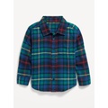 Cozy Long-Sleeve Plaid Pocket Shirt for Toddler Boys