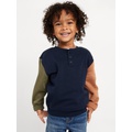 Oversized Crew-Neck Henley Sweater for Toddler Boys