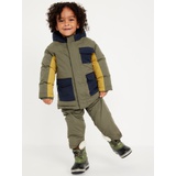 Water-Resistant Color-Block Snow Jacket for Toddler Boys