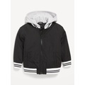 Hooded Zip-Front Bomber Jacket for Toddler Boys