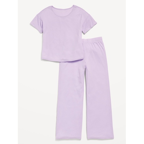 올드네이비 Ribbed Pajama Top and Wide-Leg Pants Set for Girls