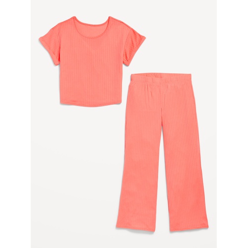 올드네이비 Ribbed Pajama Top and Wide-Leg Pants Set for Girls