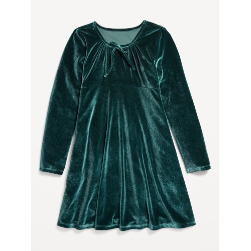 올드네이비 Long-Sleeve Tie-Neck Velvet Swing Dress for Girls