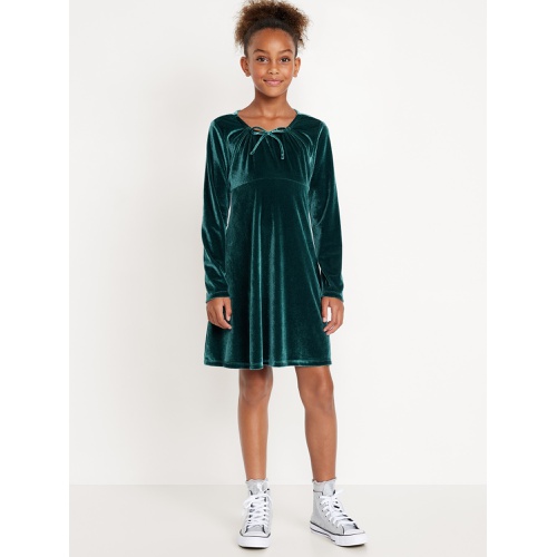 올드네이비 Long-Sleeve Tie-Neck Velvet Swing Dress for Girls