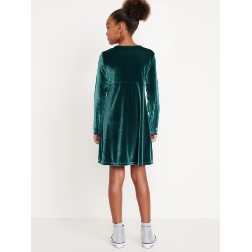 올드네이비 Long-Sleeve Tie-Neck Velvet Swing Dress for Girls