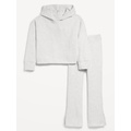 Plush Ribbed Hoodie and Flare Pants Set for Girls Hot Deal