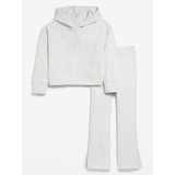 Plush Ribbed Hoodie and Flare Pants Set for Girls Hot Deal