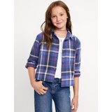 Cropped Long-Sleeve Plaid Pocket Flannel Shirt for Girls Hot Deal