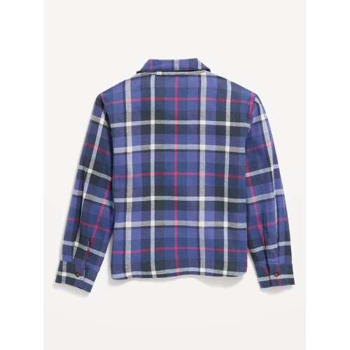 올드네이비 Cropped Long-Sleeve Plaid Pocket Flannel Shirt for Girls Hot Deal