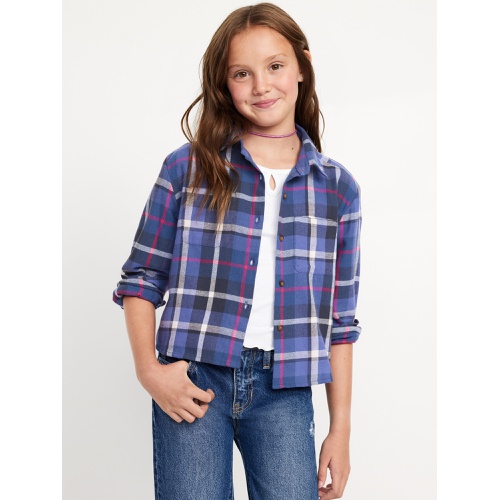 올드네이비 Cropped Long-Sleeve Plaid Pocket Flannel Shirt for Girls Hot Deal