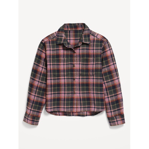 올드네이비 Cropped Long-Sleeve Plaid Pocket Flannel Shirt for Girls Hot Deal