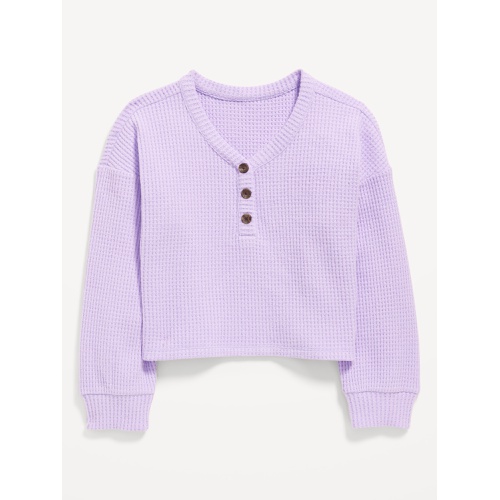 올드네이비 Long-Sleeve Thermal-Knit Henley Top for Girls Hot Deal