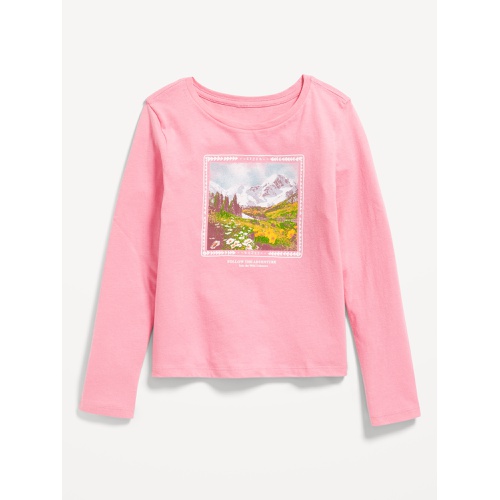 올드네이비 Long-Sleeve Graphic T-Shirt for Girls Hot Deal