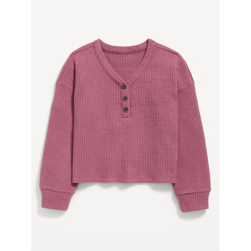 올드네이비 Long-Sleeve Thermal-Knit Henley Top for Girls Hot Deal