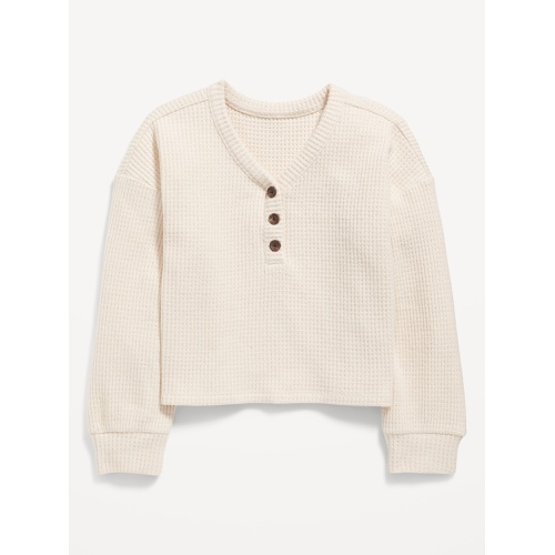 올드네이비 Long-Sleeve Thermal-Knit Henley Top for Girls Hot Deal