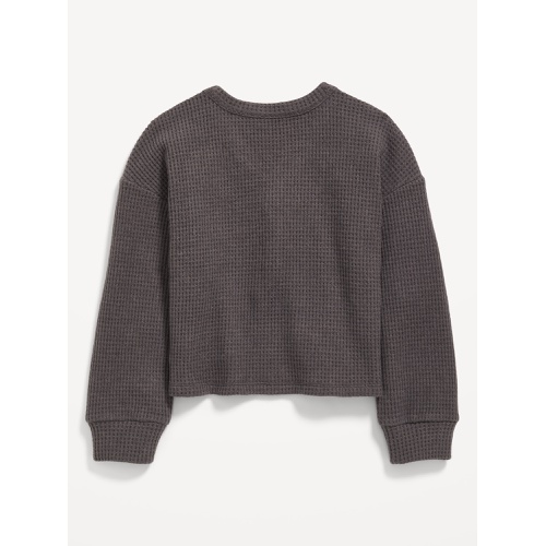 올드네이비 Long-Sleeve Thermal-Knit Henley Top for Girls Hot Deal