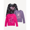 Long-Sleeve Graphic T-Shirt 3-Pack for Girls Hot Deal